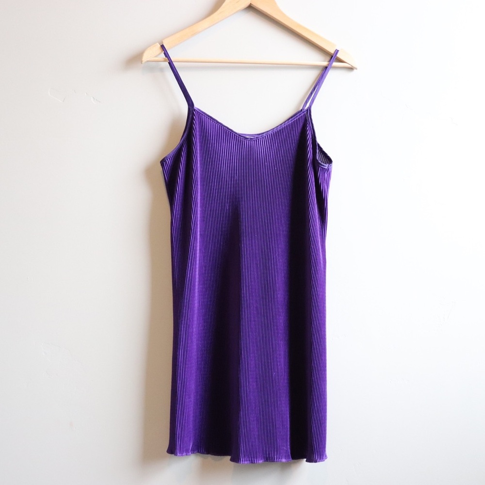 Pleated Purple Silk Slip Dress